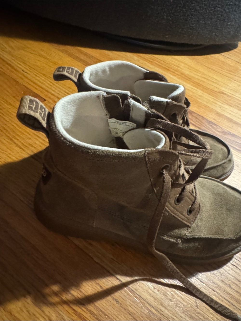 UGG Kids Brown Suede Lace-Up Ankle Boots